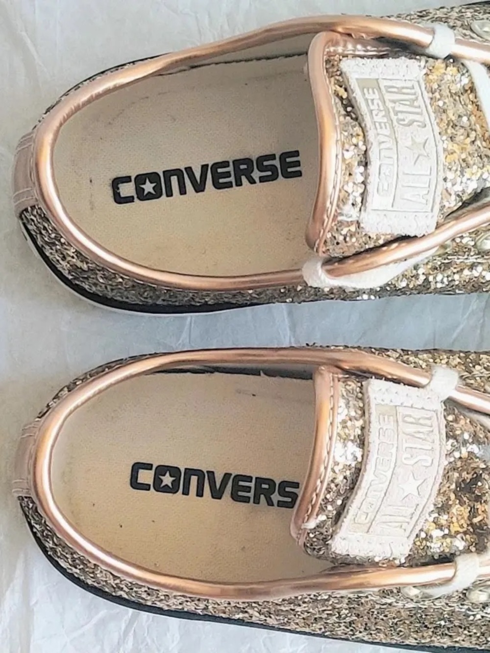 Authentic Gold Converse Low Top Sneakers - Picture 2 of 3